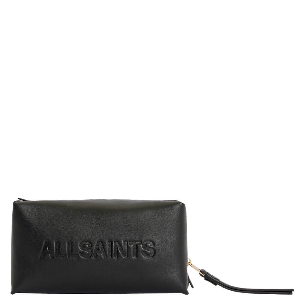 AllSaints Elliotte Black Leather Storage Pouch Bag